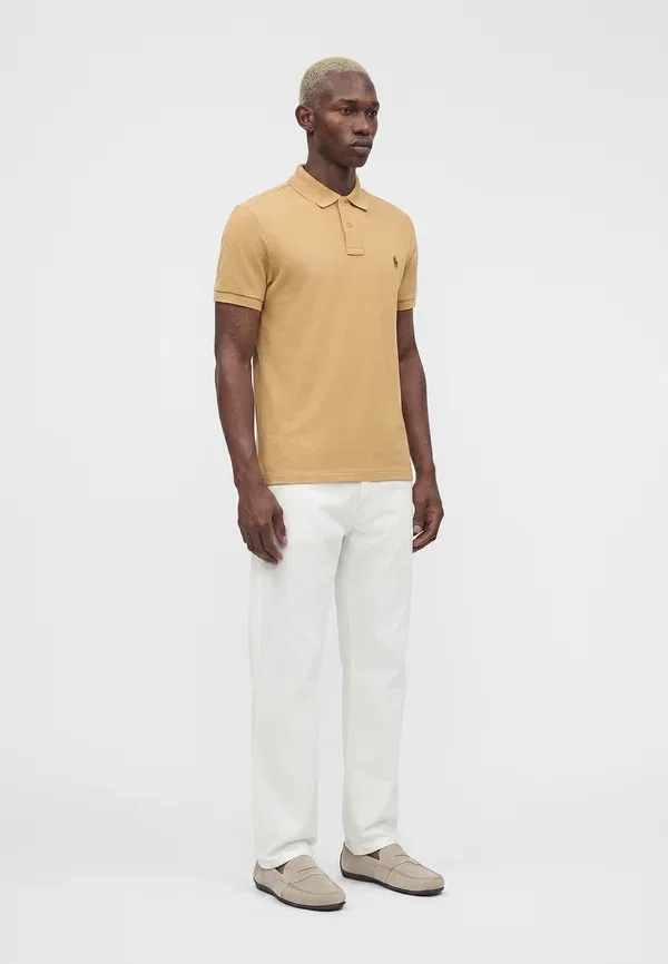 Поло хлопковое Slim fit polo shirt, Polo Ralph Lauren, Vintage Khaki, хаки — фото 4