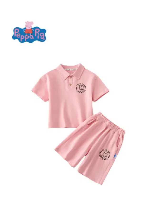 Комплект шорт и футболки с коротким рукавом и поло-воротником Peppa Pig, розовый