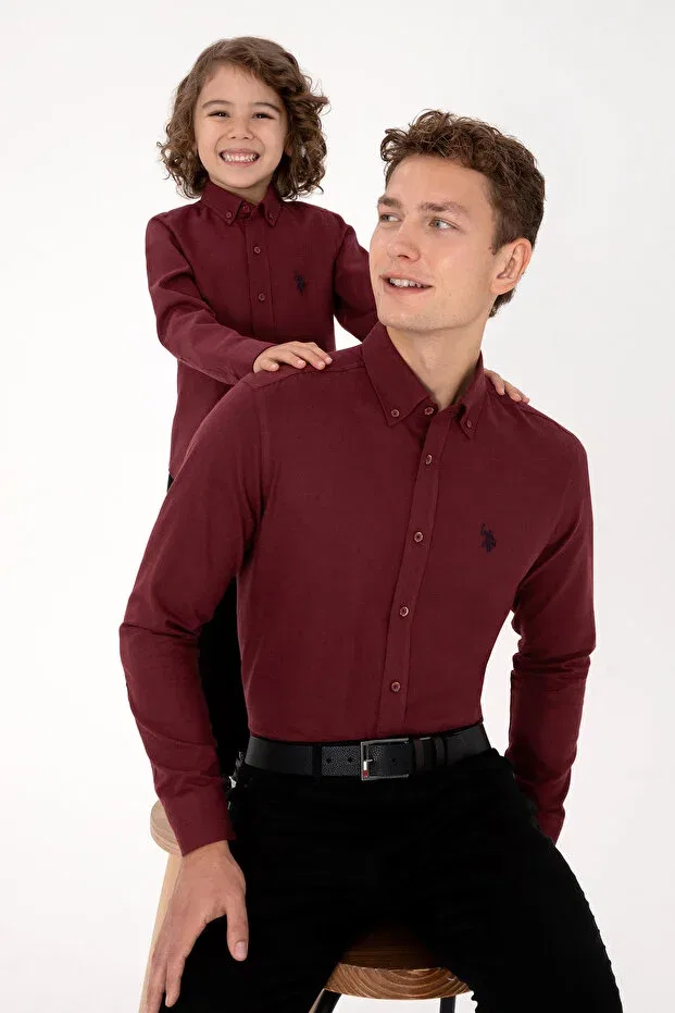 Мужская рубашка с длинным рукавом U.S. Polo Assn., Burgundy — фото 3