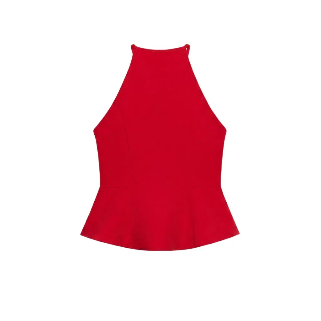 Женский топ без рукавов с принтом Halter ZARA, Red — фото 3