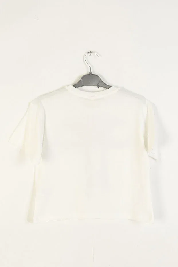 Детская футболка для девочек с принтом Dmb Bow Front Girl Dmb Kids, Ecru — фото 2
