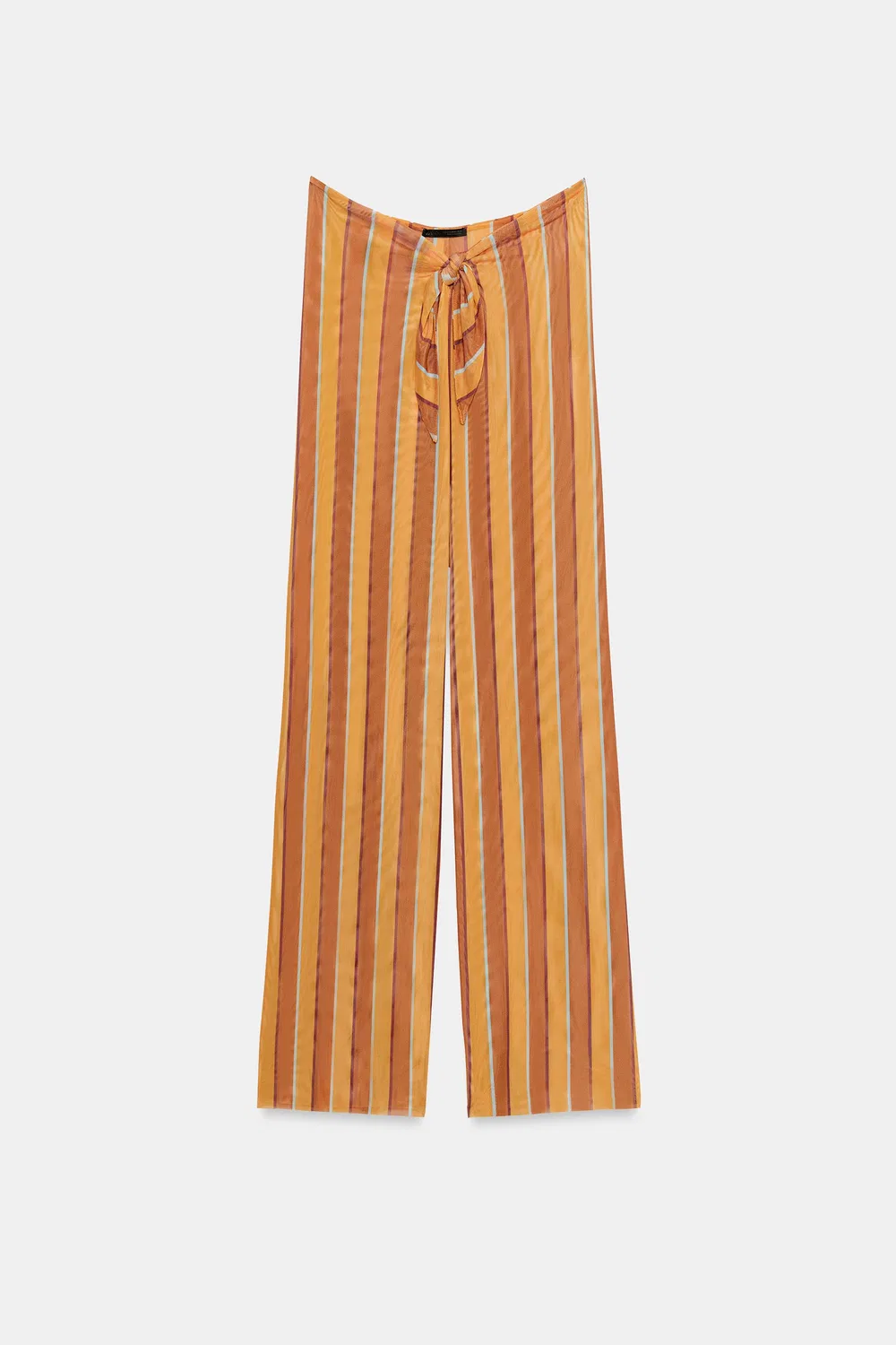 Брюки-накидка из тюля в полоску с принтом ZARA, Burnt Orange — фото 3