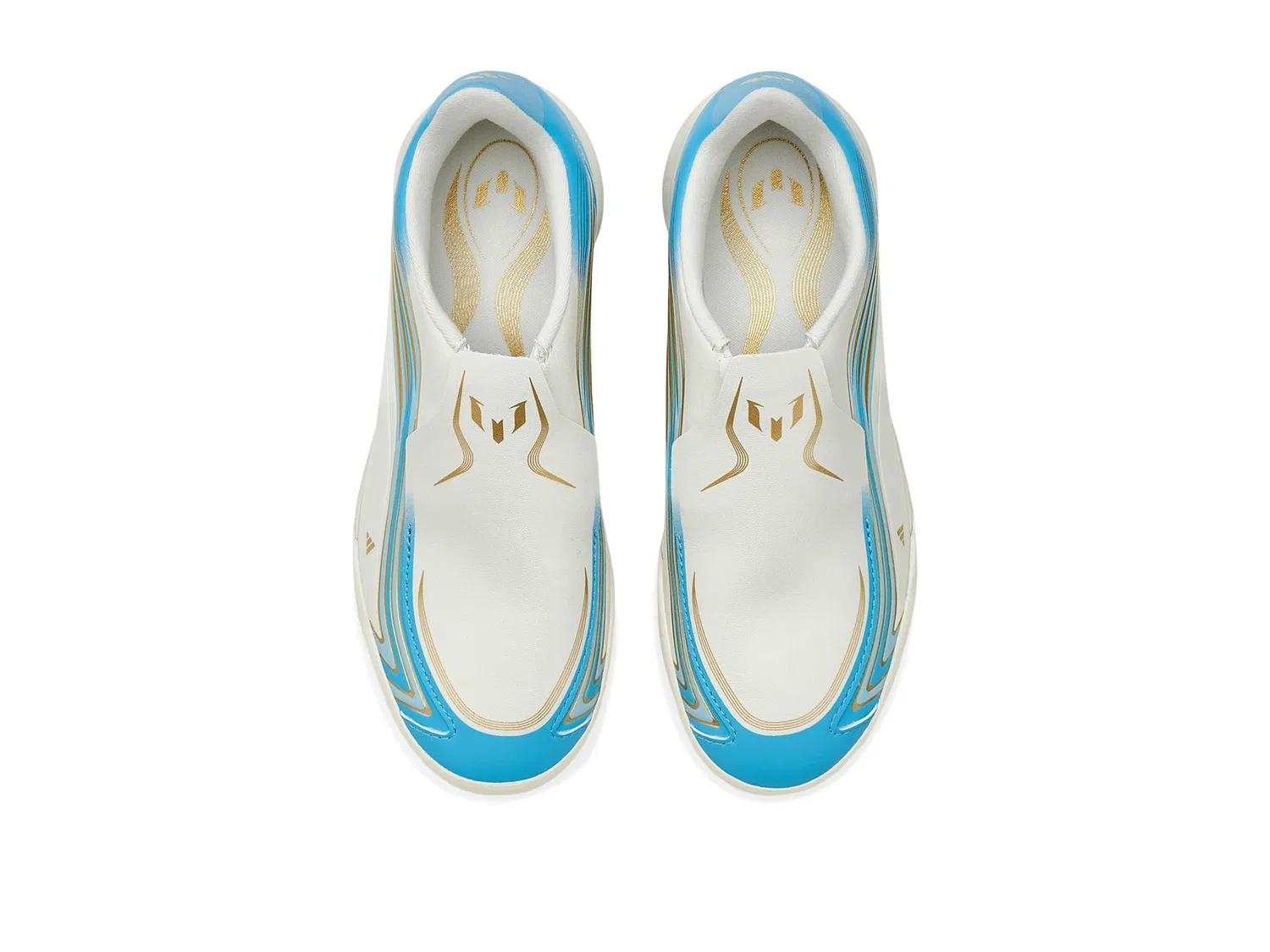 Бутсы F50 Messi League Laceless Turf Football (для маленьких и больших детей) Adidas Kids, Ivory/Semi Blue Burst/Icey Blue — фото 3