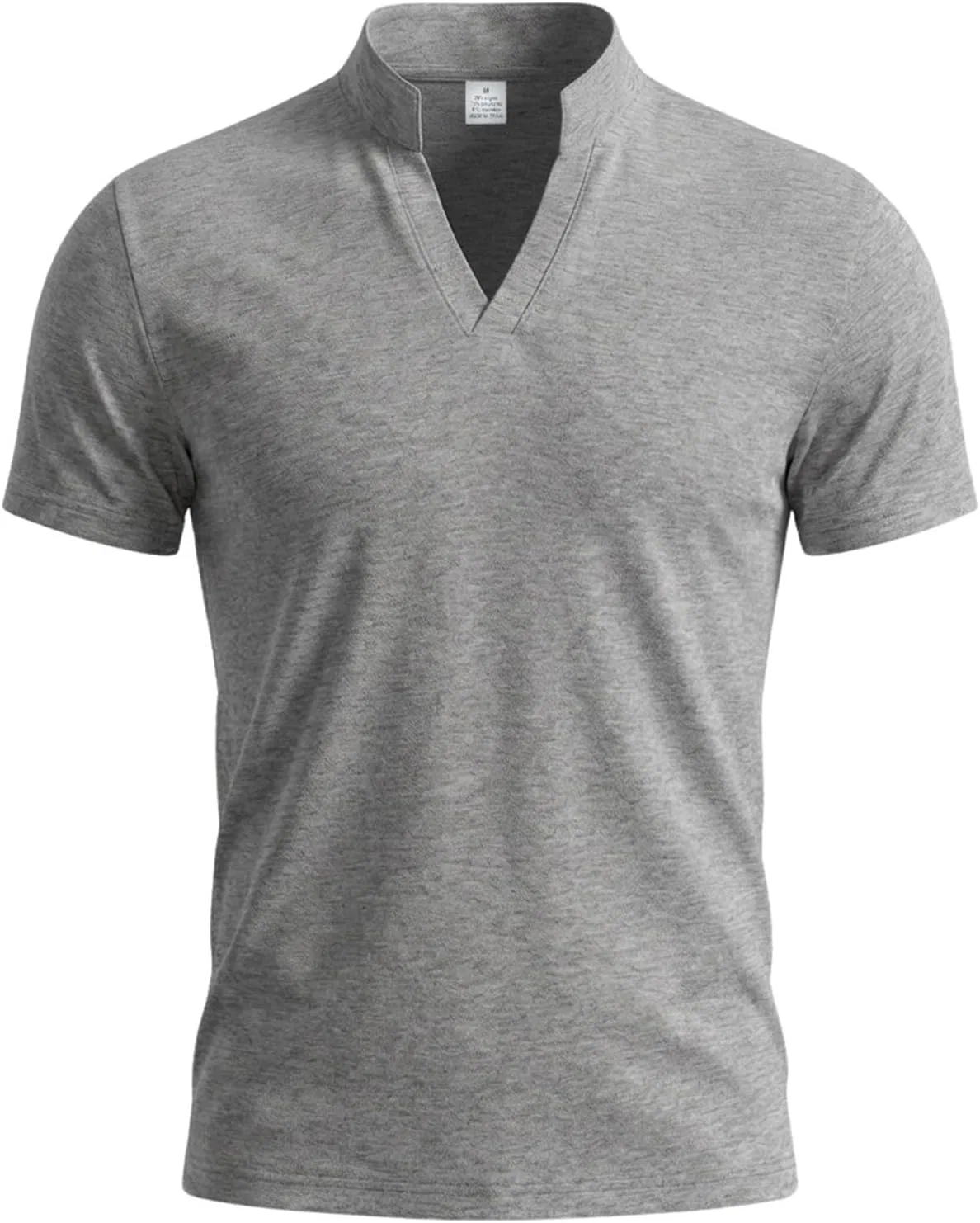 Мужская хлопковая футболка с V-образным вырезом Henley, Grey — фото 4