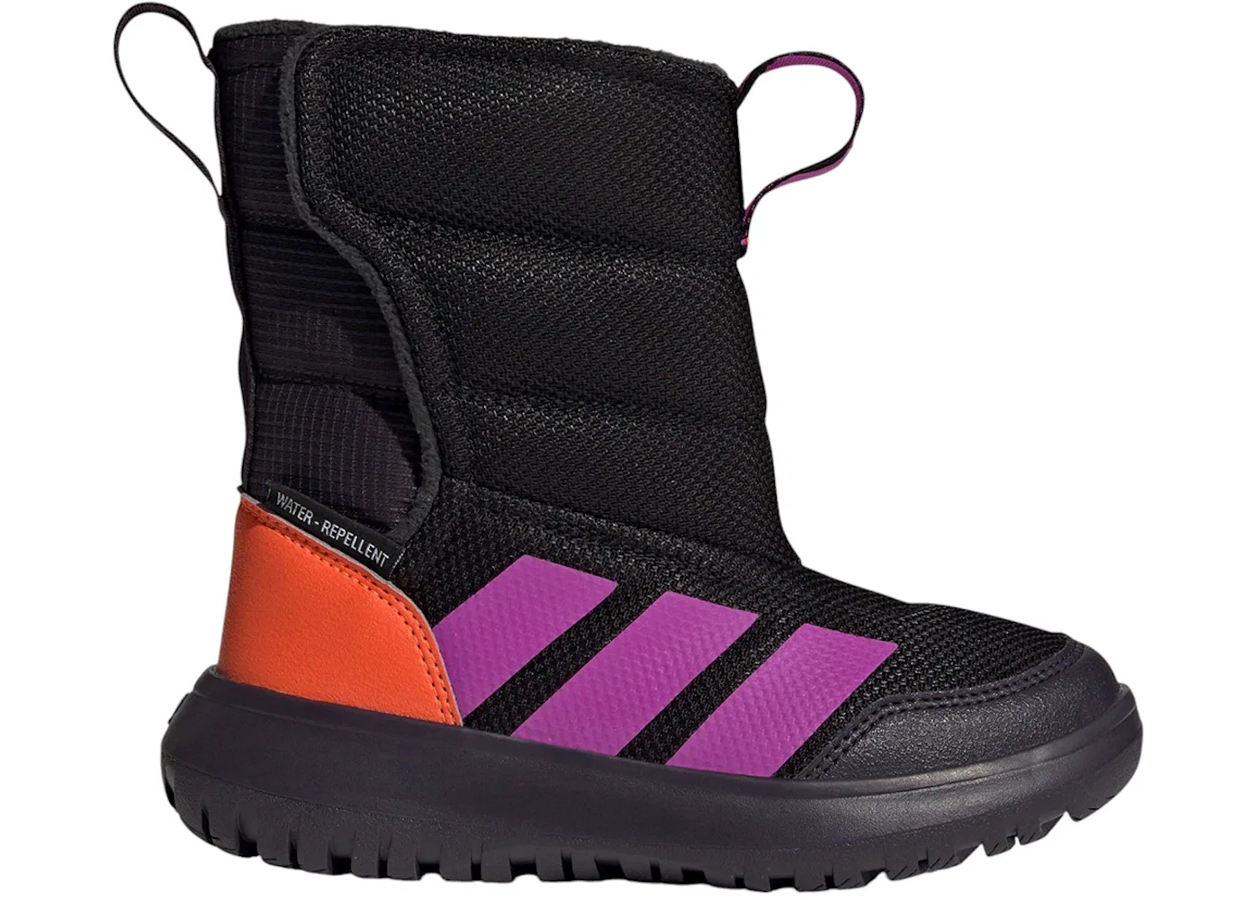 Детские ботинки с принтом Adidas Winterplay, Core Black/Purple Burst/Impact Orange