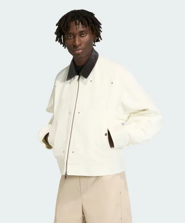 Бомбер куртка Premium Essential, свободный крой, Adidas, айвори