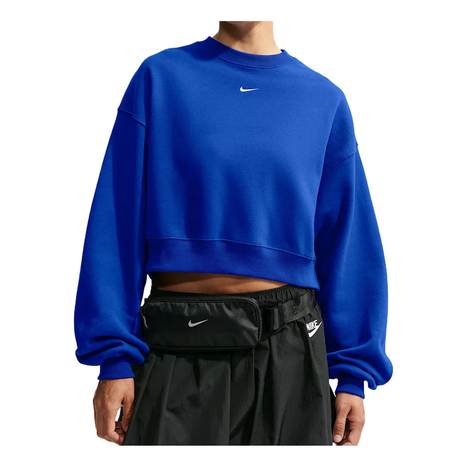Женская футболка Studio Fleece Medium Weight Oversized Cropped Crew 'Old Royal Sail' Nike, Old Royal/Sail