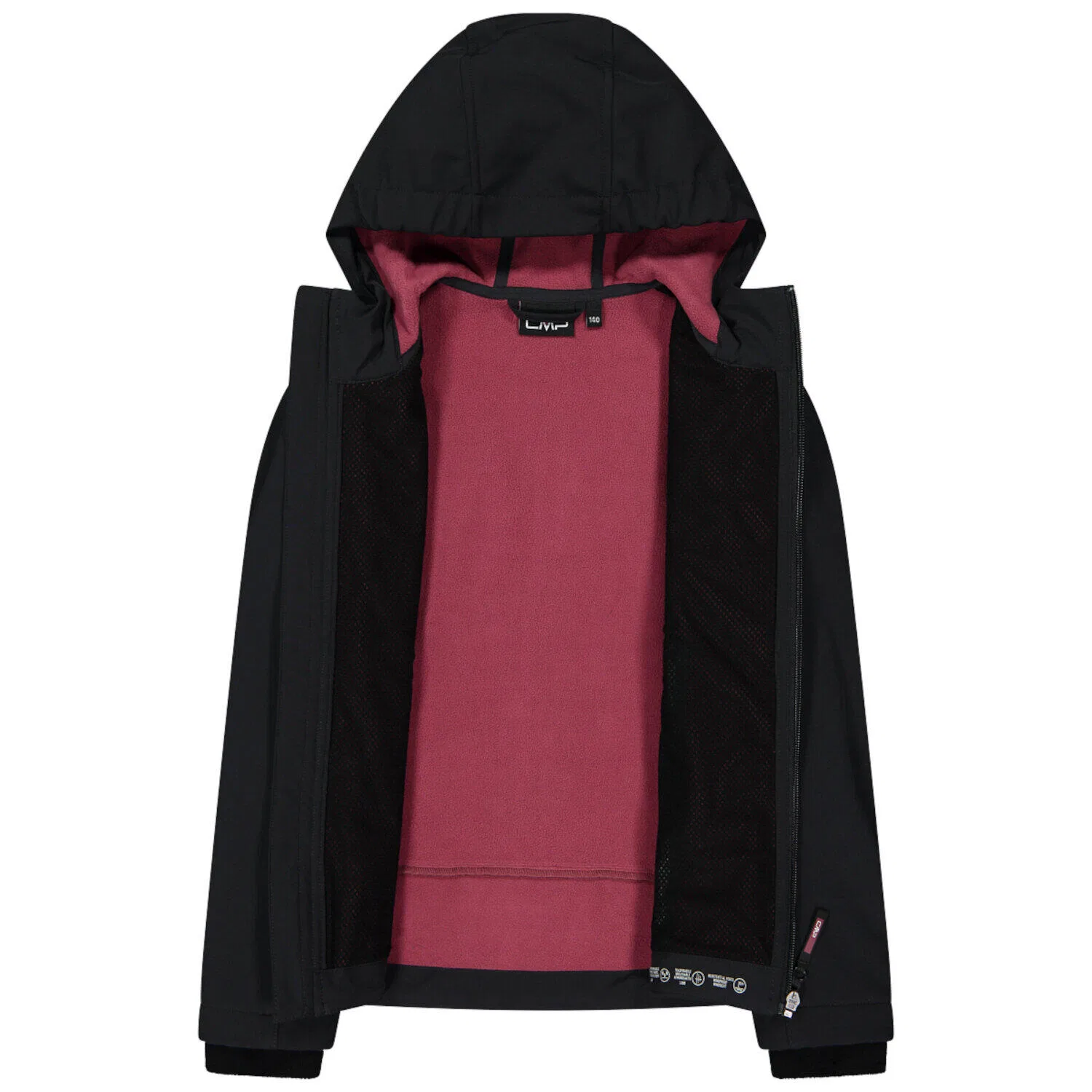 Детская софтшелл-куртка для девочек с капюшоном Fix Hood Cmp, Schwarz Rot Grau — фото 3