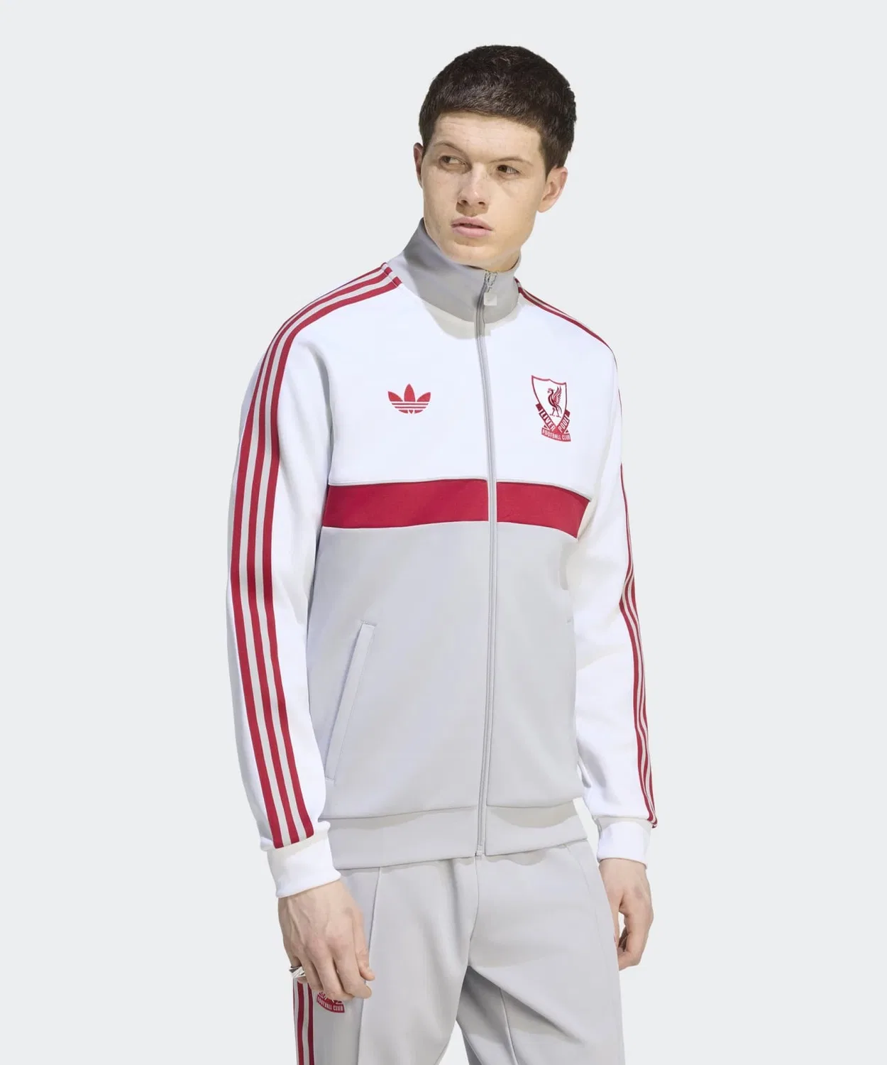 Мужская куртка-джерси с воротником-воронкой Liverpool FC Originals Track Top Adidas, Белый