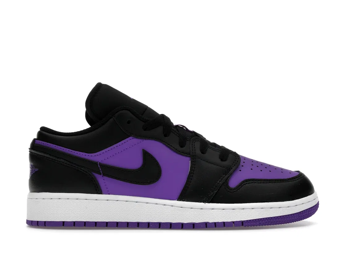 Детские кроссовки с замшевым верхом Jordan 1 Low, Purple Venom/Black/White