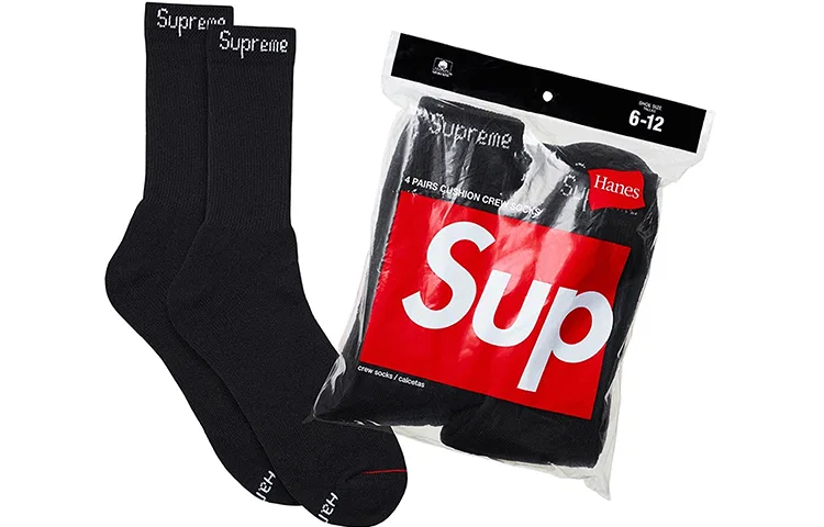 Носки Supreme Hanes, 4 пары, Black