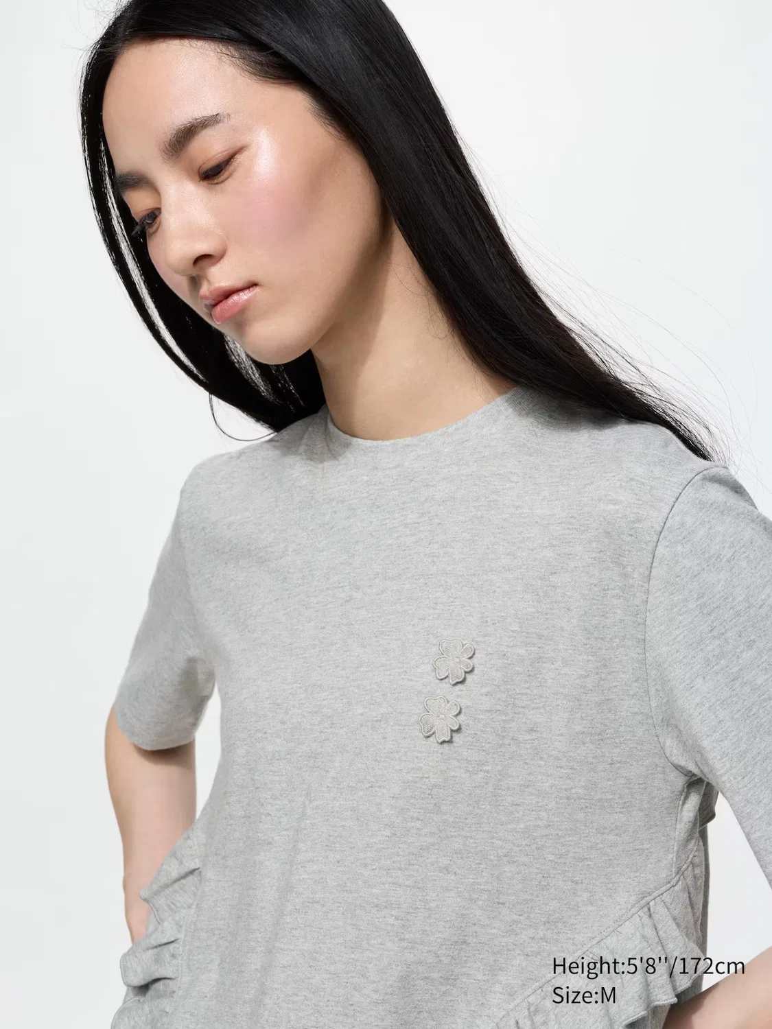Футболка Uniqlo, с оборками, черный — фото 4
