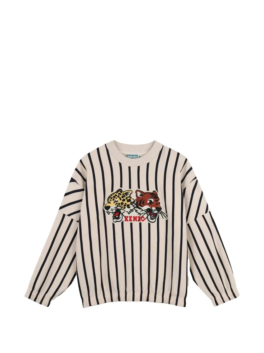 Свитер в полоску с графическим принтом Kenzo Kids, бежевый