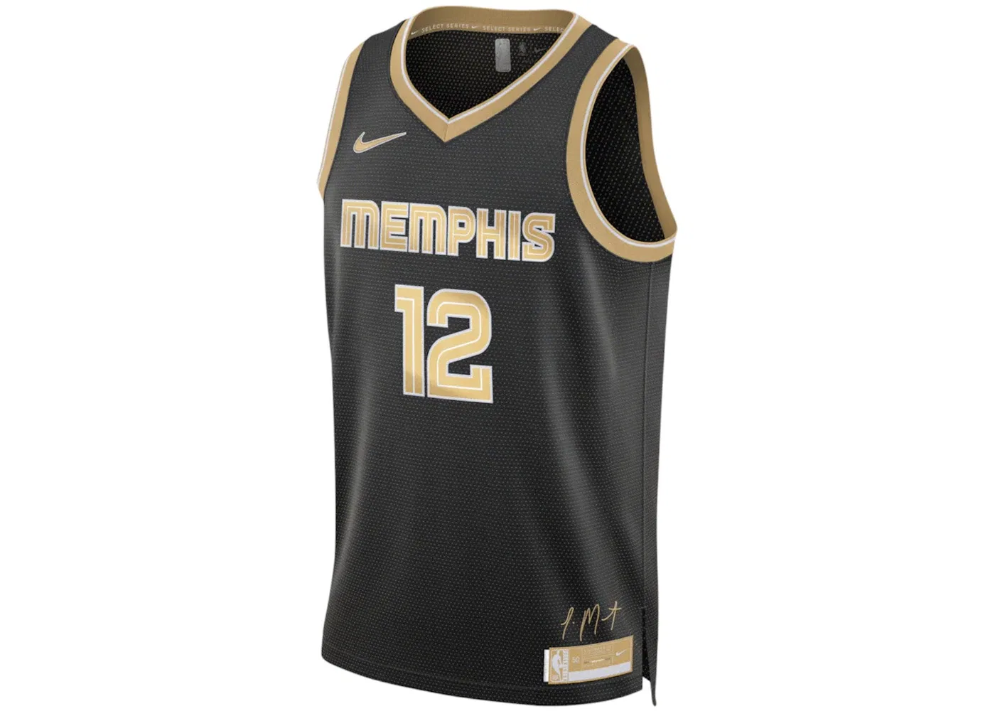 Мужская баскетбольная джерси с принтом Nike NBA MVP Ja Morant Memphis Grizzlies 2024 Select Series Diri-Fit Swingman Club Gold/Black