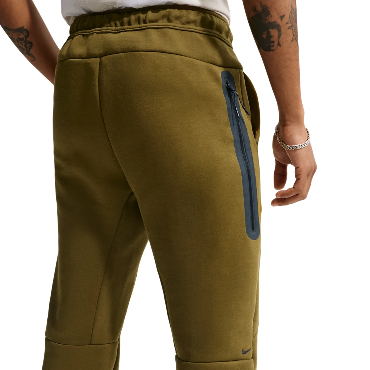 Мужские брюки Tech Fleece Nike, цвет Black/Olive Flak — фото 2