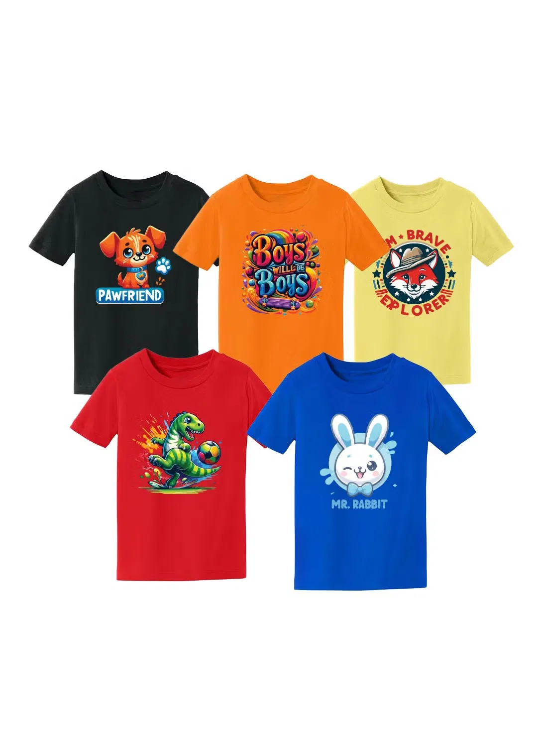 Комплект футболок с принтом и коротким рукавом для мальчиков Printshop4Me, комбо 3