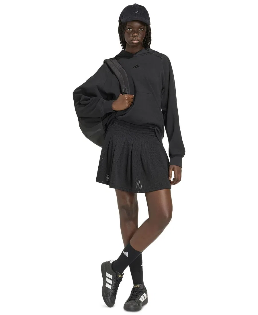 Юбка-шорты с плиссировкой и вставкой из сетки adidas, Black — фото 2