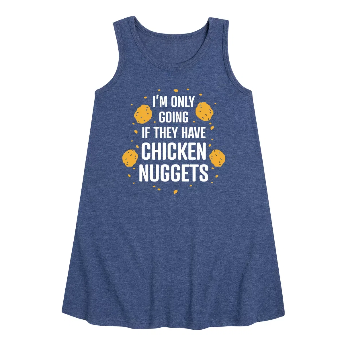Детское платье для девочек без рукавов с принтом Only Going if They Have Chicken Nuggets Instant Message, Heather Navy