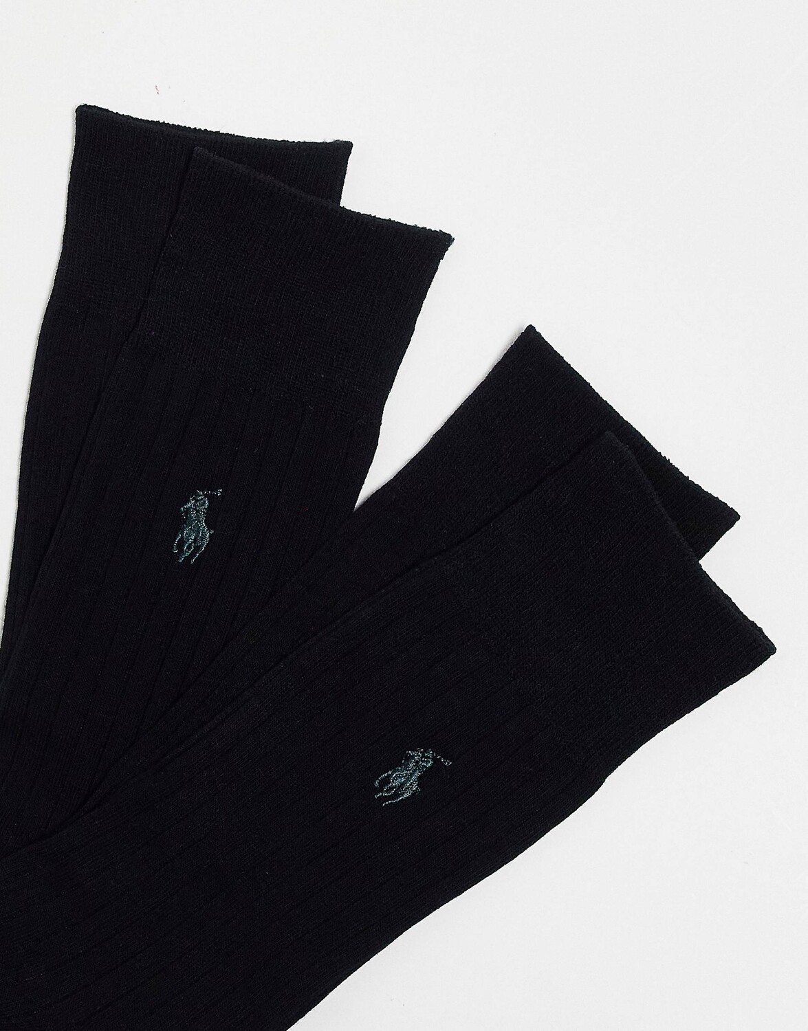 2 пары черных носков в рубчик из египетского хлопка Polo Ralph Lauren — фото 3