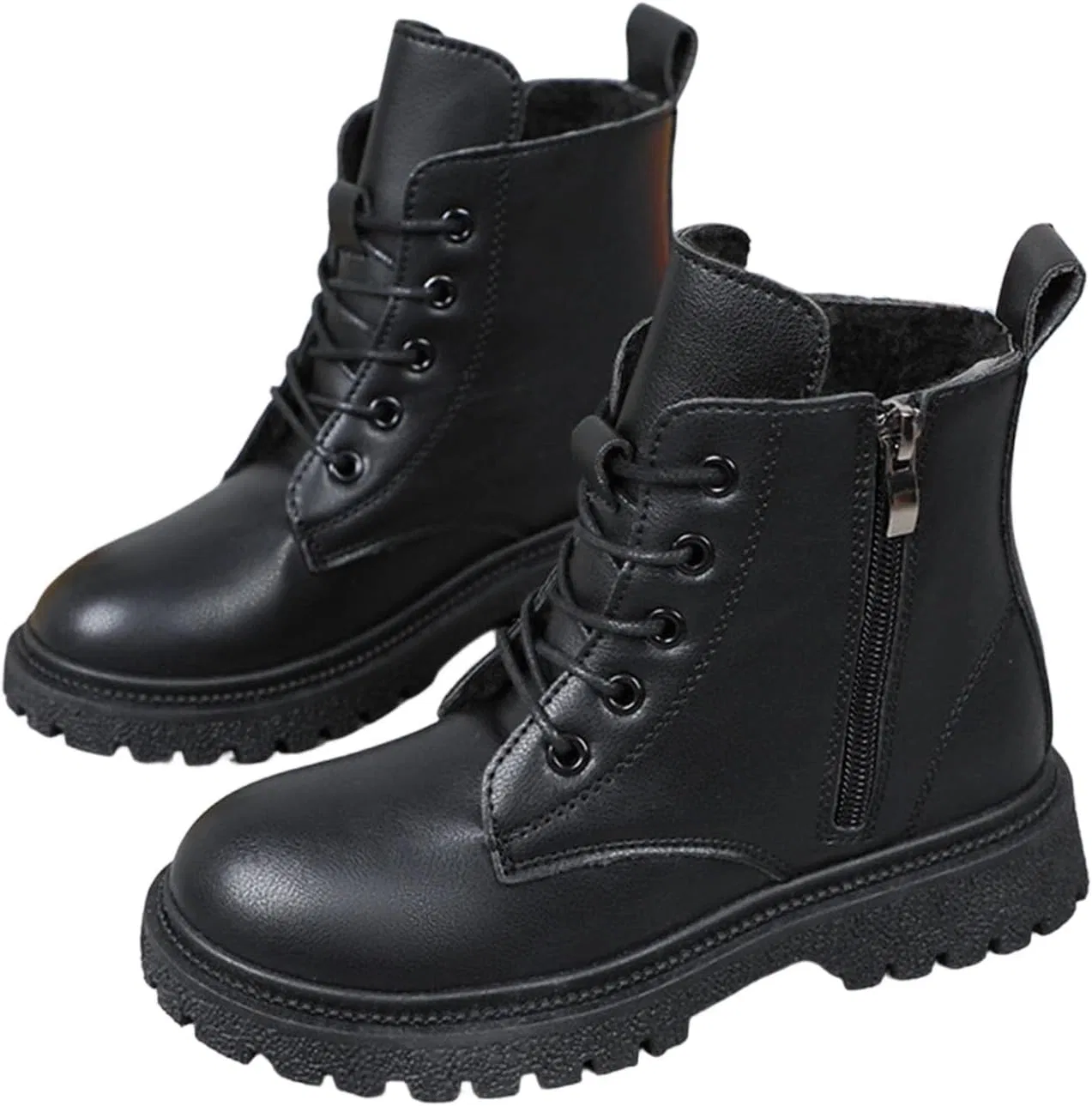 Детские ботинки для девочек на шнуровке IWIHMIV, Black