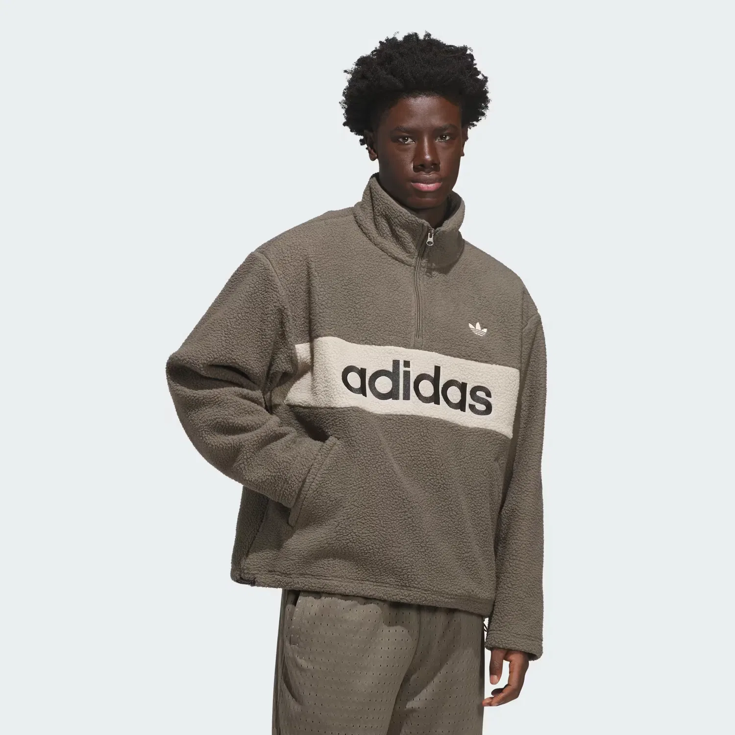 Флисовый пуловер на молнии свободного кроя Polar Fleece Pullover Adidas Originals, Branch — фото 3