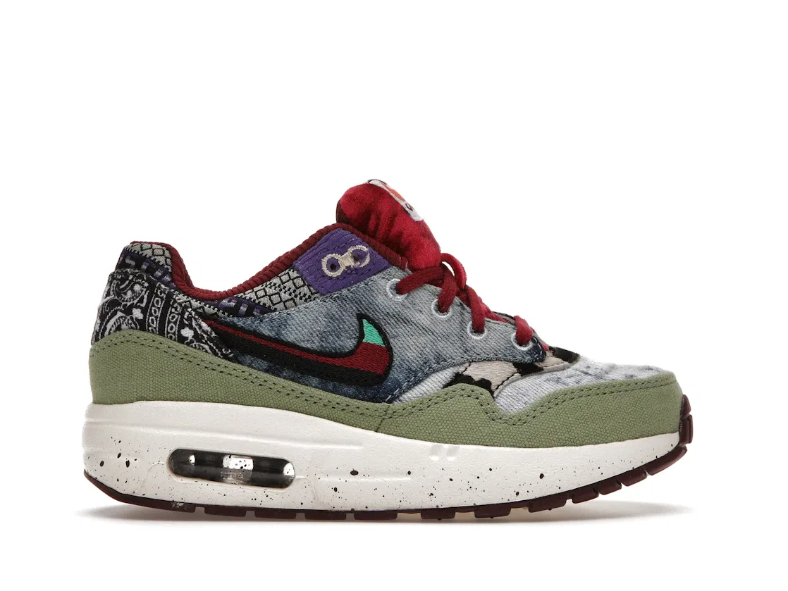 Детские кроссовки Lifestyle Nike Air Max 1 SP Concepts Mellow, Oil Green/Black/Team Red/Sail