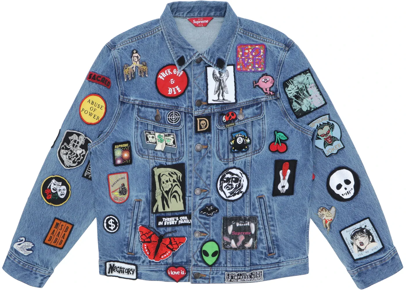 Мужская джинсовая куртка с патчами Supreme Jacket, Blue