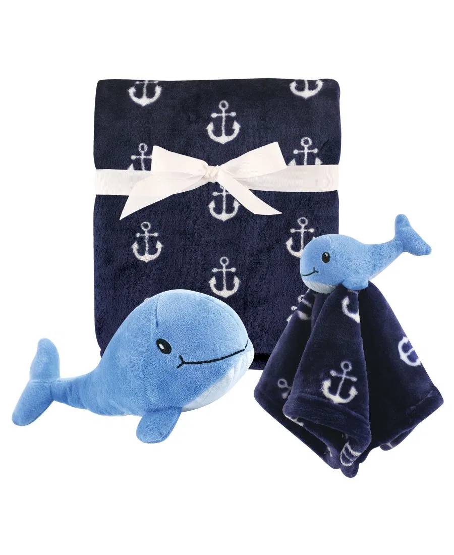 Комплект из пледа, игрушки и одеяла Cozy Comfort Blanket, Security Pal & Play Kit Hudson Baby, Blue