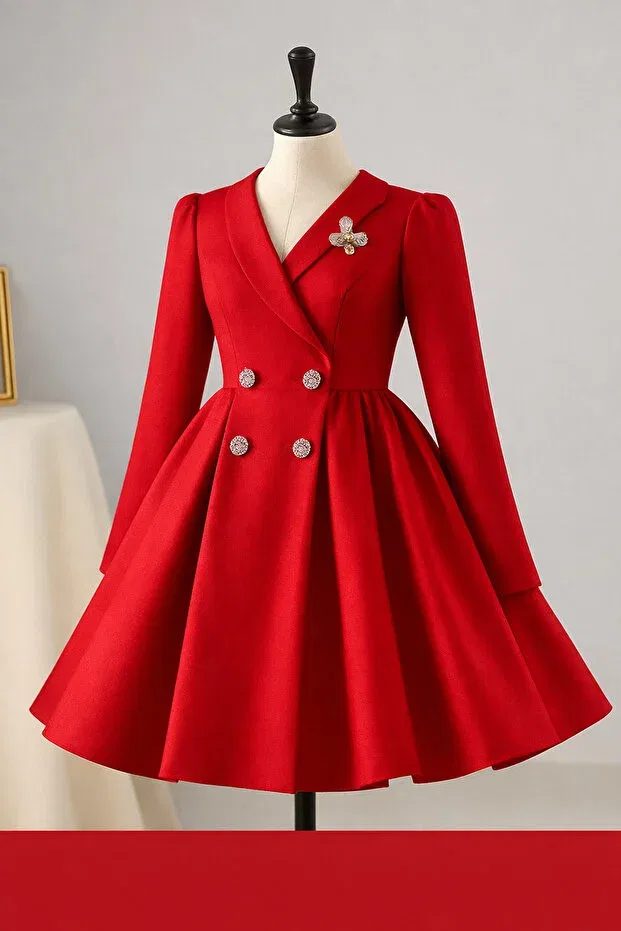 Детское платье для девочек с длинным рукавом Umay Musgem, Red