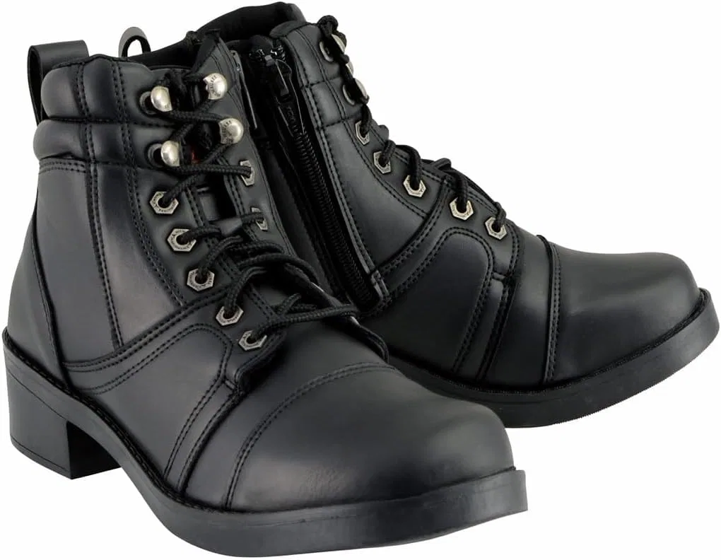 Детские ботинки на шнуровке с боковой молнией Milwaukee Leather MBK9255, Black
