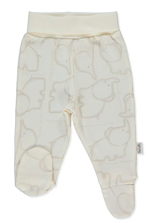 Детские брюки для девочек с принтом Ribana pants with booties (happy animal) Bebetto, Beige