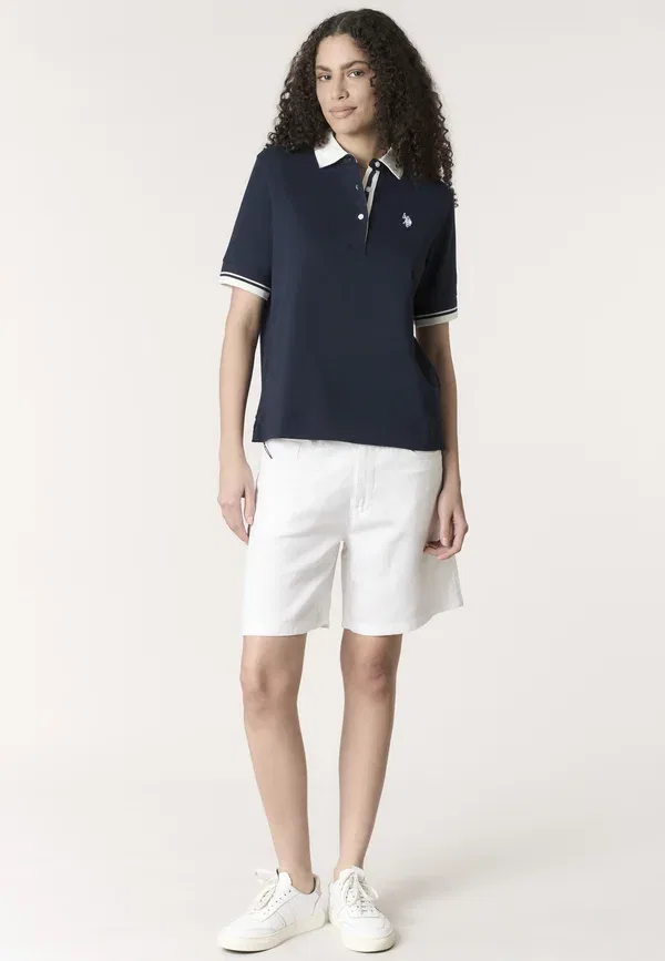 Поло хлопковое с эластаном U.S. Polo Assn. Blu, синий — фото 2