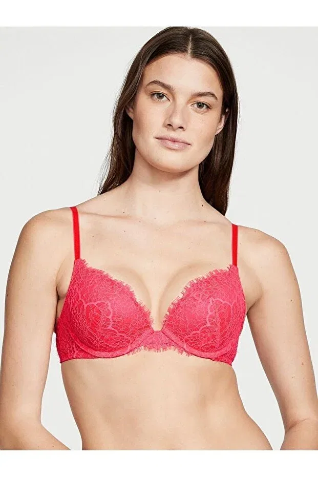 Женский бюстгальтер с пуш-апом Lace push-up bra Victoria'S Secret, Hot Pink