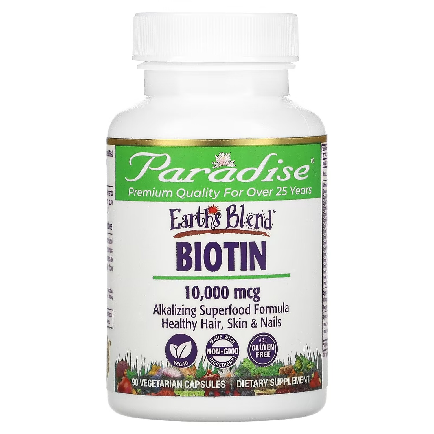 

Биотин Paradise Herbs Earth's Blend, 90 вегетарианских капсул