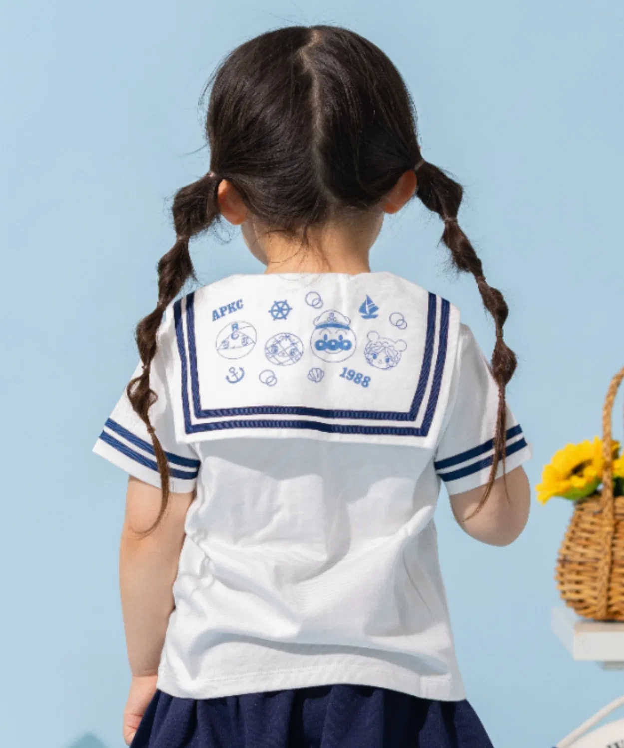 Детская футболка с морским принтом и съемным галстуком Sailor T-Shirt ANPANMAN KIDS COLLECTION, Off White — фото 2