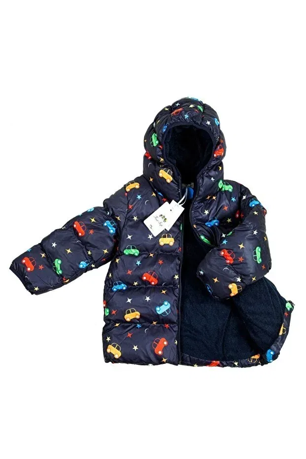 Детское пальто для девочек с принтом Sports Girl Coat Parka Outriverkids, Navy Blue — фото 4