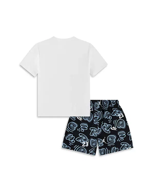 Детский комплект для мальчиков с принтом Movement Lines Tee & Shorts Set Jordan, черный — фото 2