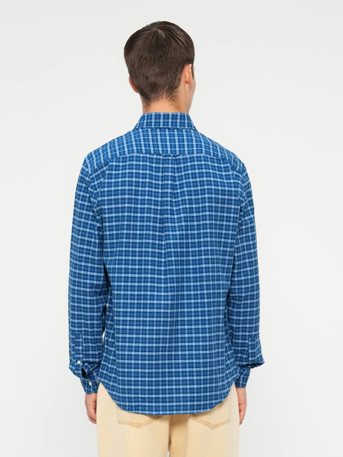 Рубашка Gap Regular fit на пуговицах темно-синяя, светло-голубая — фото 3