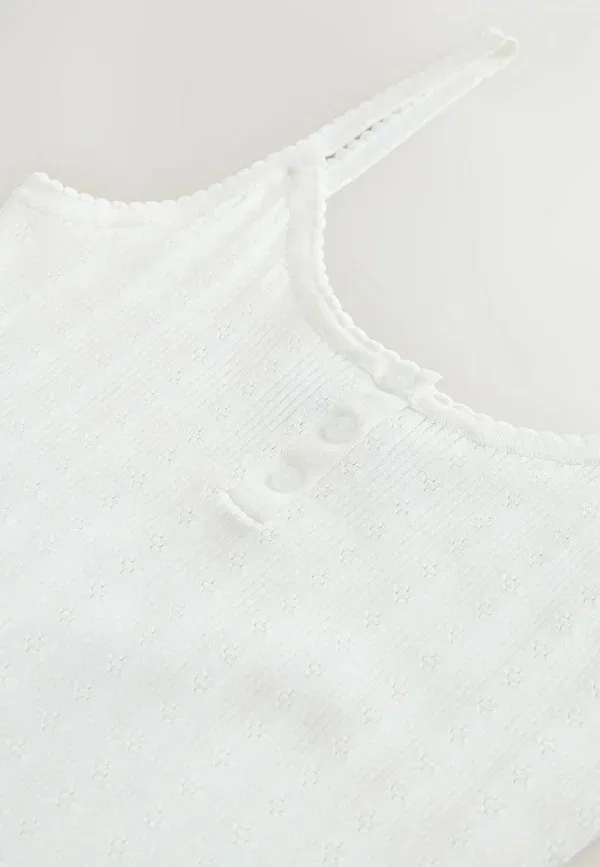 Топ с кружевной каймой Regular fit pointelle camisole vest top Next, white, белый — фото 3
