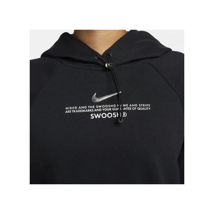 Женский спортивный худи с капюшоном Swoosh Nike, Черный — фото 2