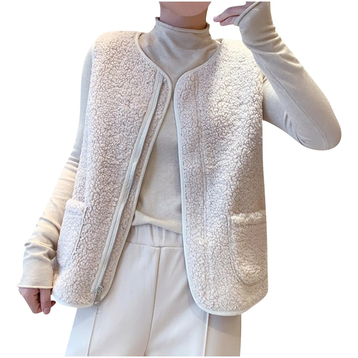 Женский безрукавный жилет с флисом, модель Winter Warm, бренд, A01 White