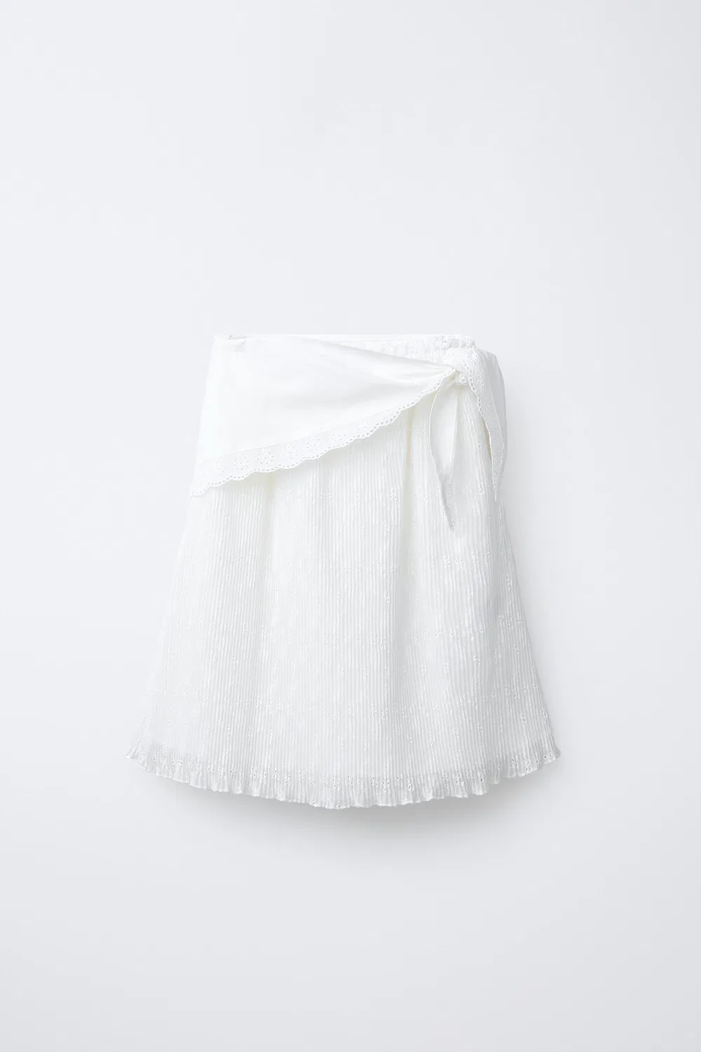 Плиссированная юбка миди с шарфом ZARA, White