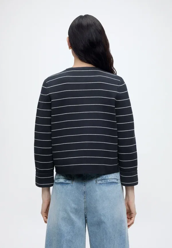 Кардиган хлопковый Gold button cardigan Tommy Hilfiger, fine stripe dark night navy / ivory, синий — фото 3