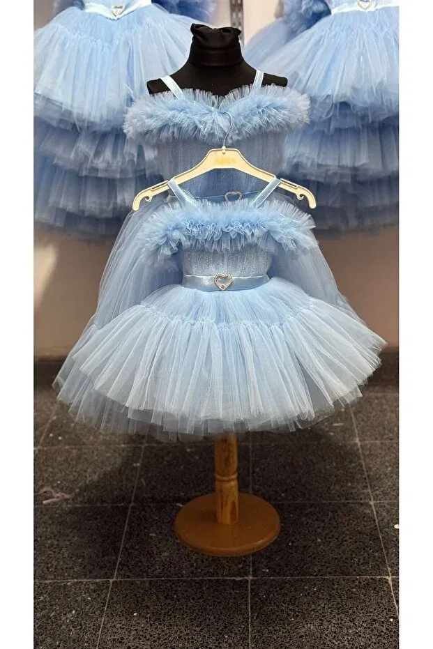 Детское вечернее платье для девочек с пайетками и бантом Tuha Kids Design, Blue