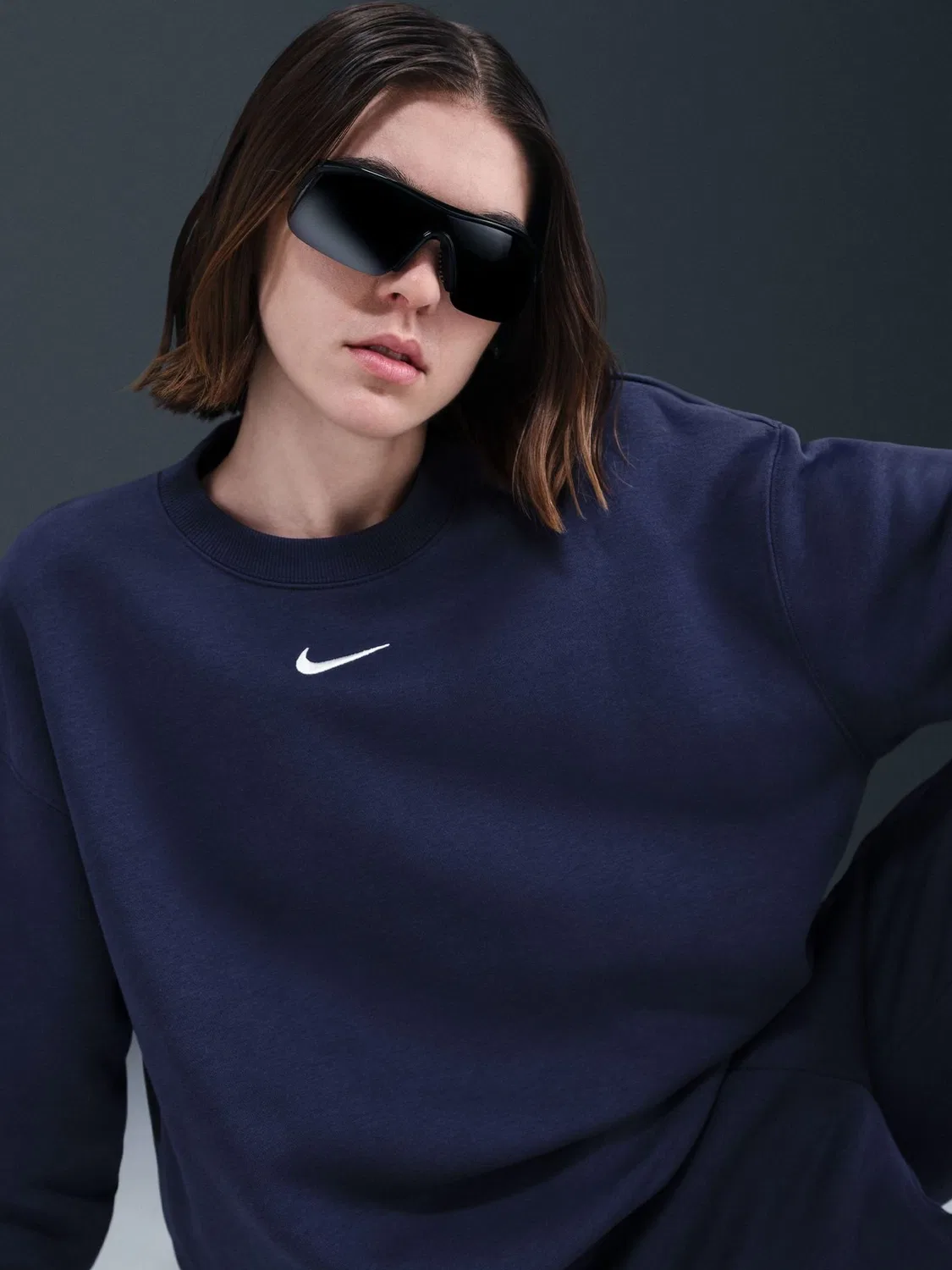 Свитшот с свободной посадкой, Phoenix Fleece Nike, темно-синий — фото 4