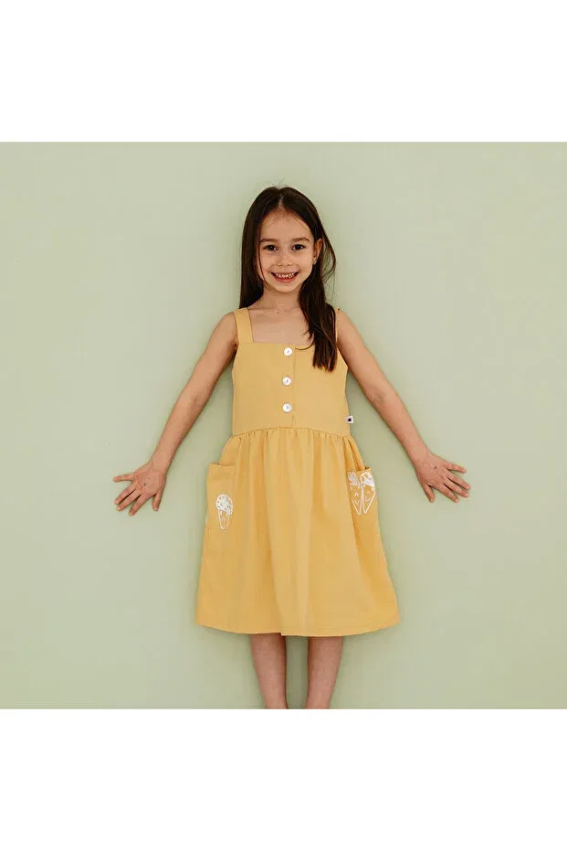 Детское платье для девочек хлопковое Little Yucca, Yellow