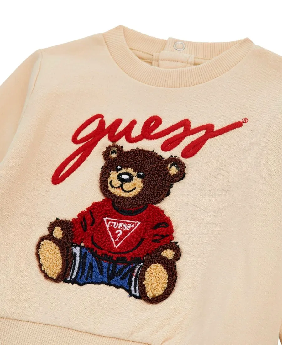 Комплект из лонгслива и брюк с принтом медведя GUESS, Sand/Navy — фото 3
