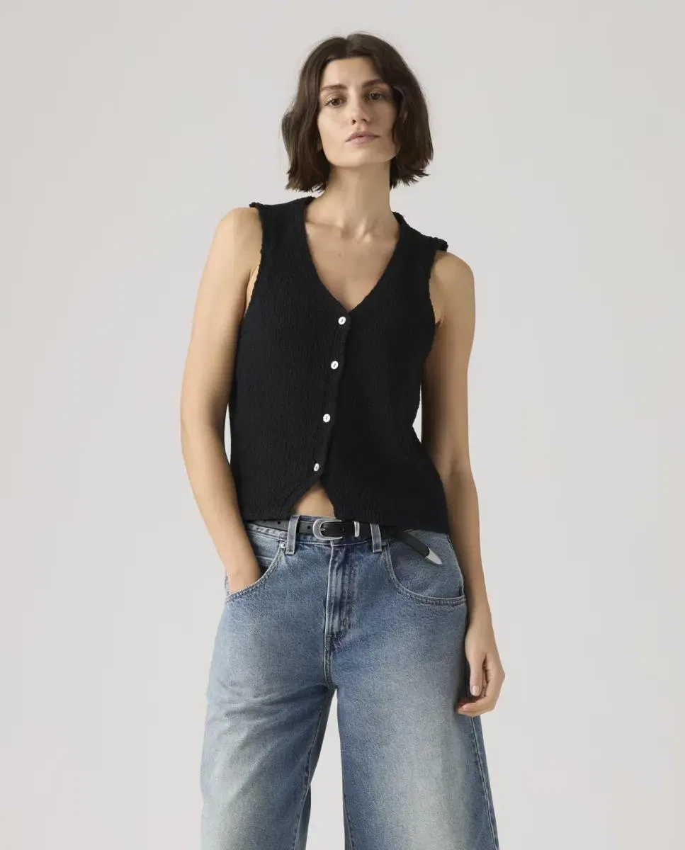Женский вязаный жилет с круглым вырезом Levi's, Negro