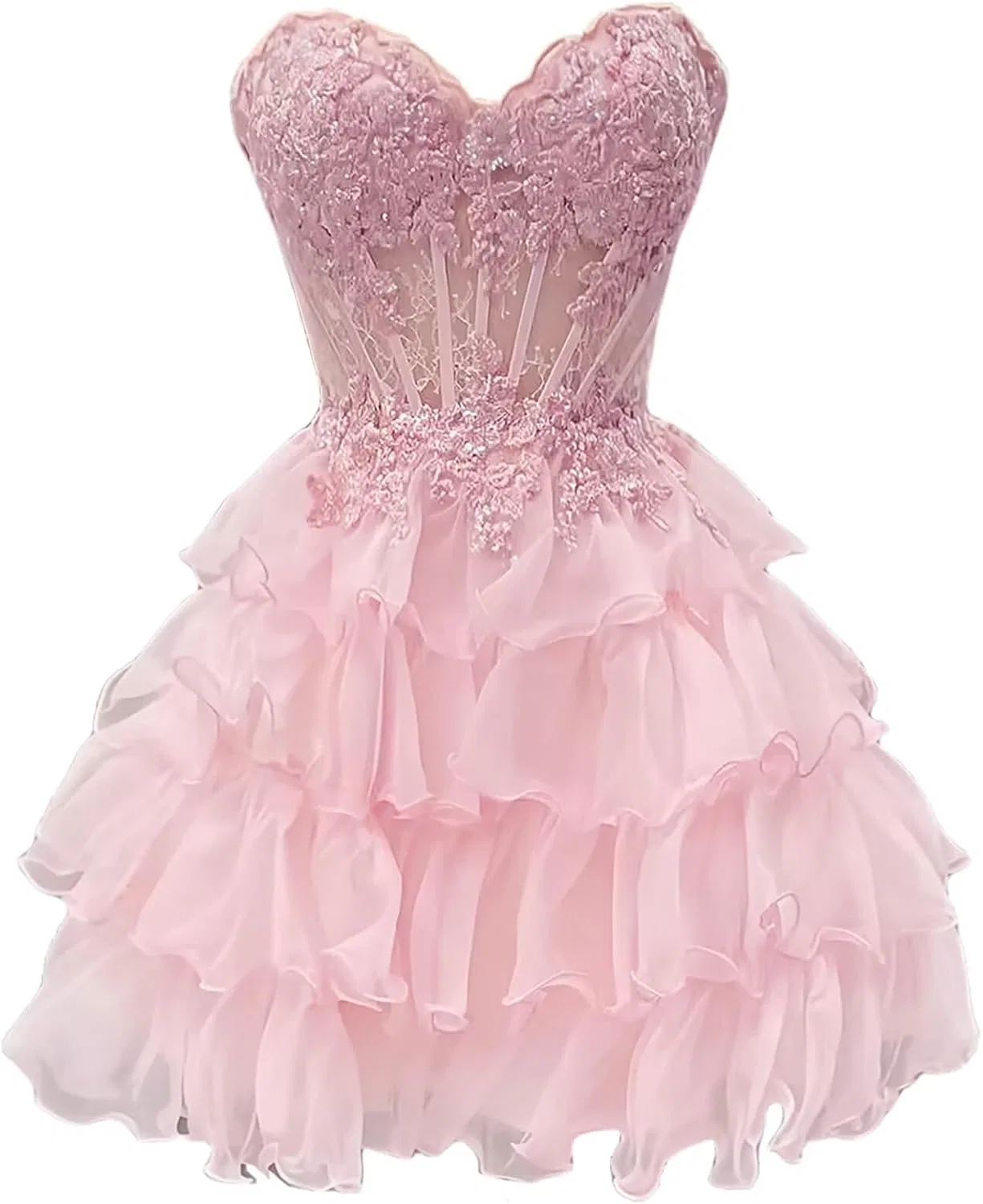 Женское короткое пышное платье с блестками, Pink
