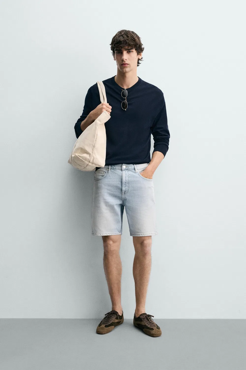 ДЖИНСОВЫЕ ШОРТЫ СТАНДАРТНОГО КРОЯ-БЕРМУДА ZARA, Light Blue